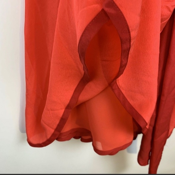 Anthropologie Red Silk Dress Sz 0 - Picture 5 of 7